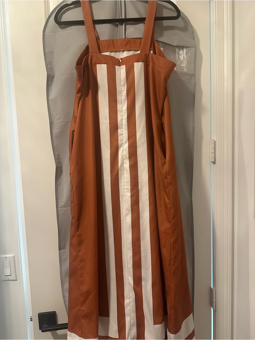 Light Summer Terracotta and White Stripe Maxi Dress - Picture 3 of 3